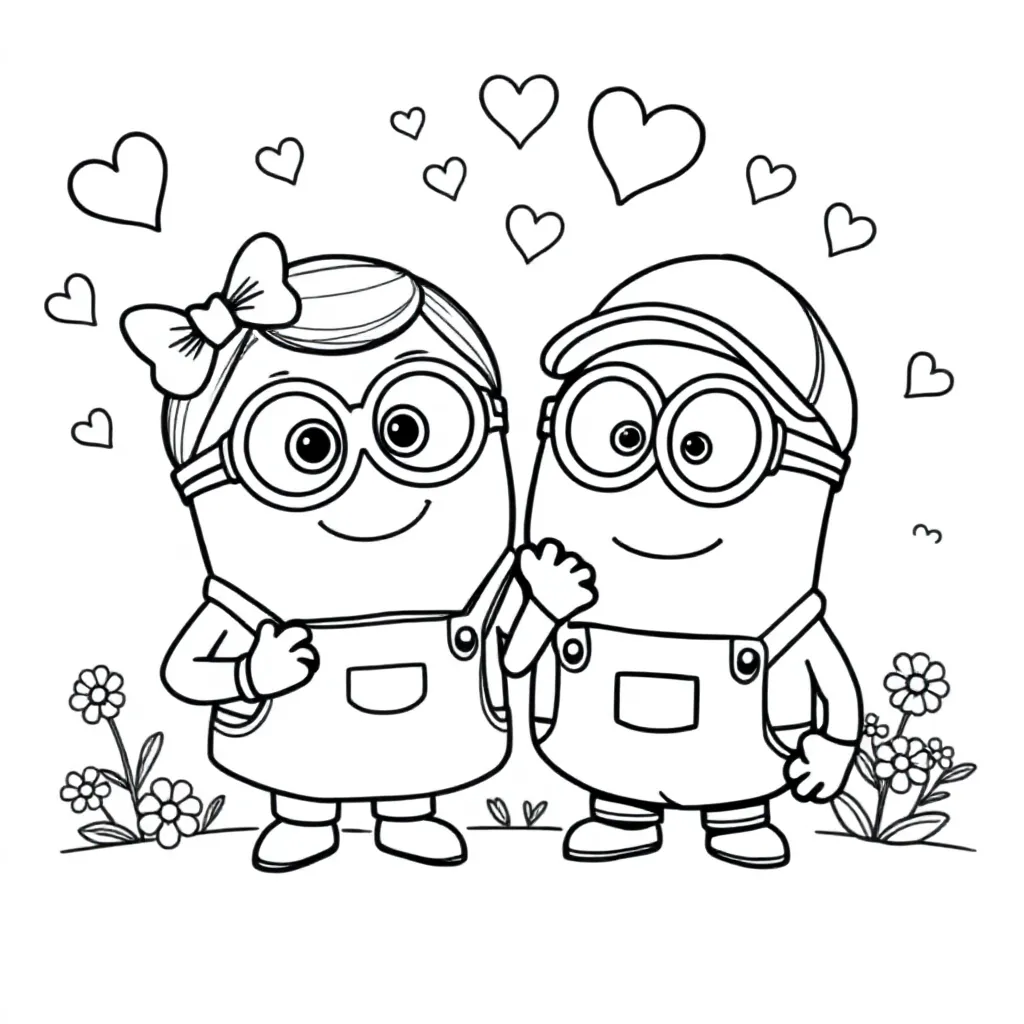 Minion-Mädchen und Minion-Junge in der Liebe