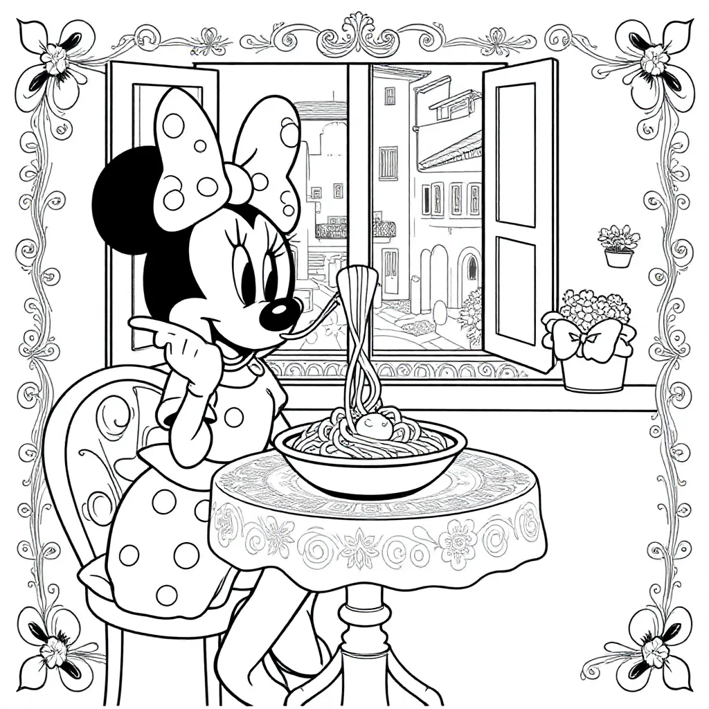 Minni Mouse Eet Pasta