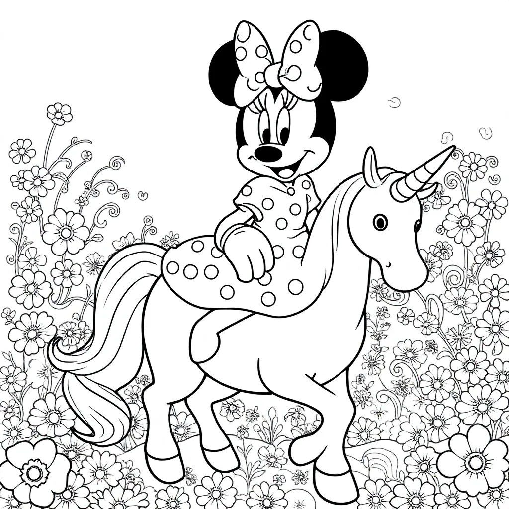 Minni Mouse Zitten Op Unicorn Paard
