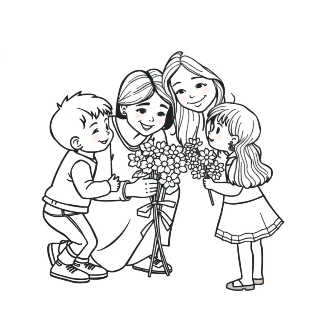 Mors dag forår familie blomster sammen