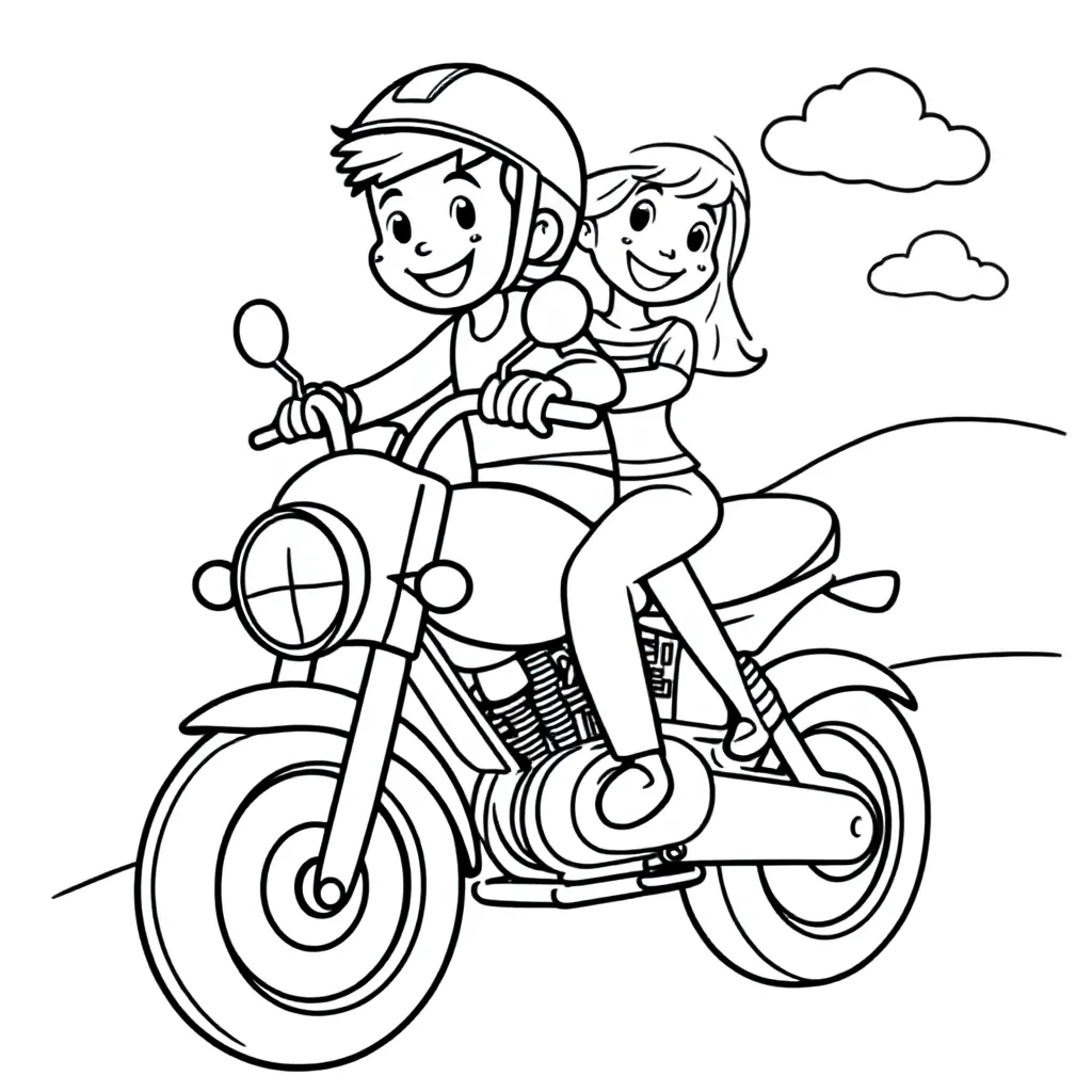 Motorrad mit 2 Personen darauf