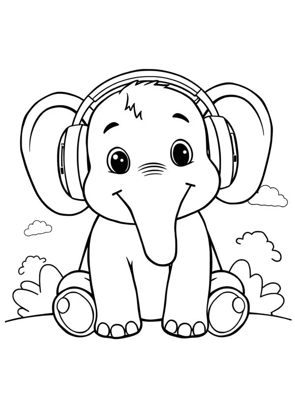 Słoń ze słuchawkami