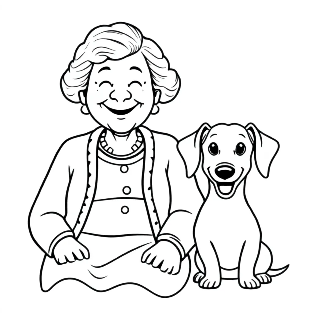 Grand-mère avec teckel