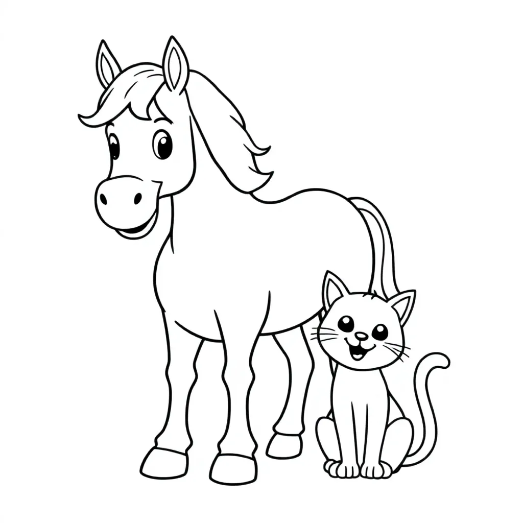Horse with cat