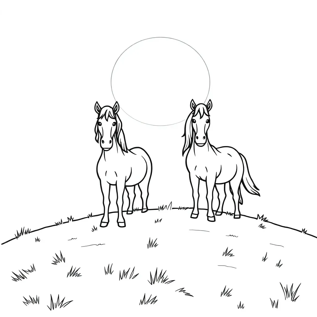 Paard Natuur Cartoon Vrolijk Creatief