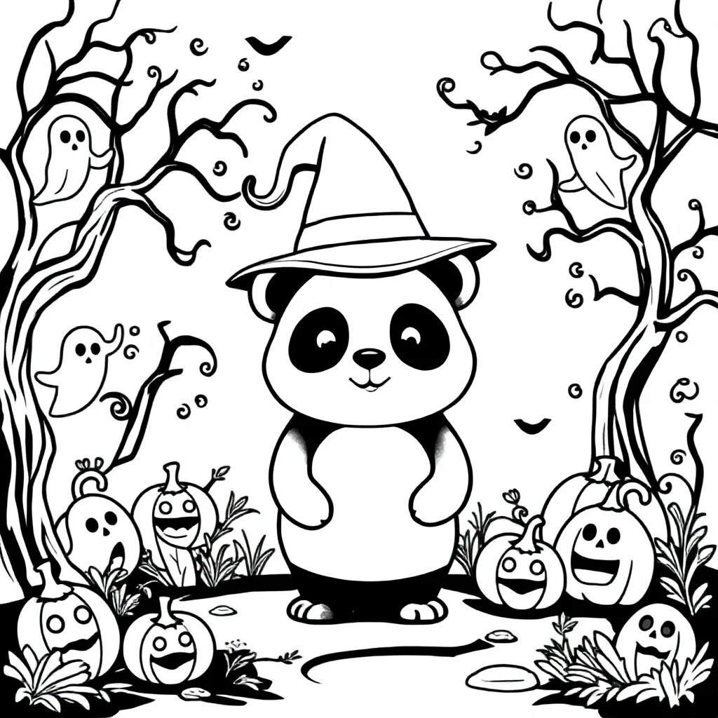 Panda in der Halloween-Welt