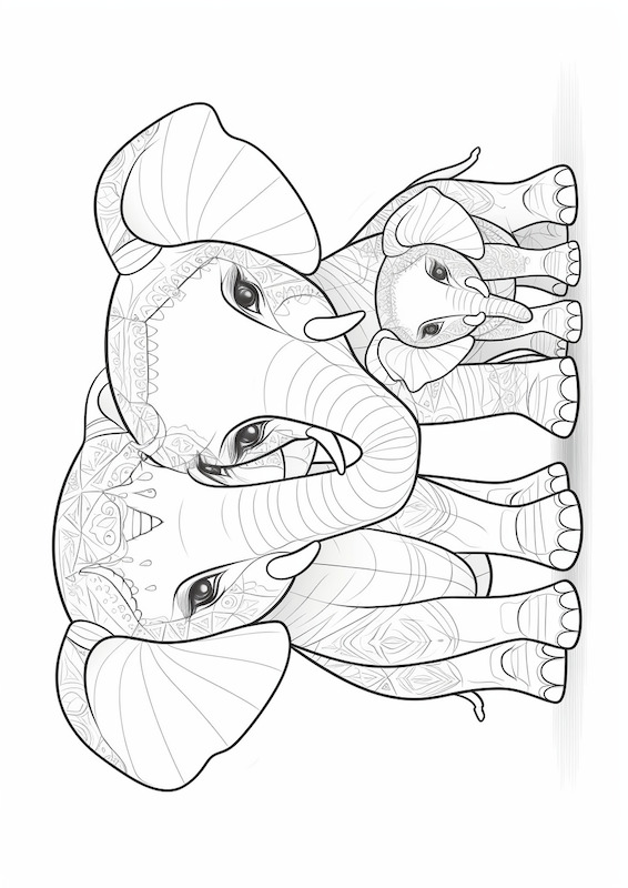 Mama i tata słoń z cielęciem