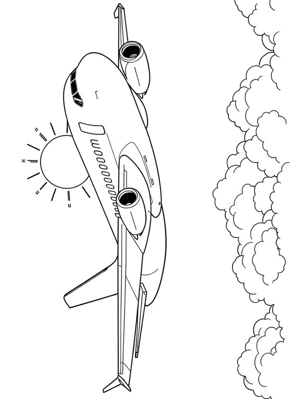 Passagierflugzeug in den Wolken