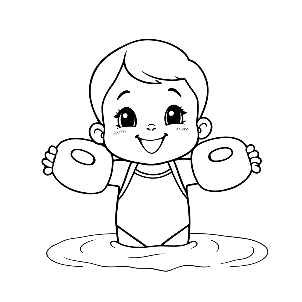 Peuter meisje gaat zwemmen met zwembandjes