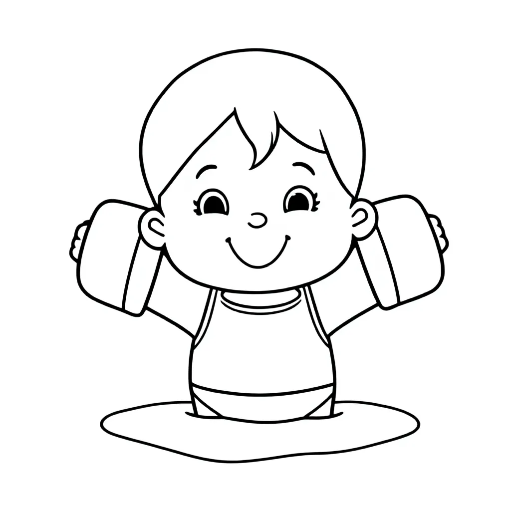 Peuter meisje zwemt met zwembandjes