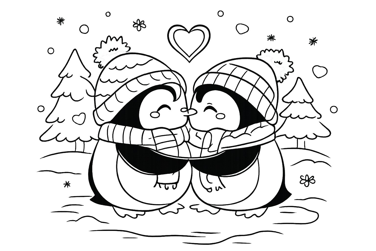 Couple d'amoureux de pingouins