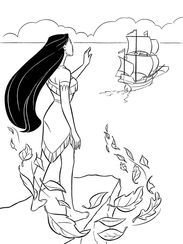 Pocahontas zwaait het schip uit