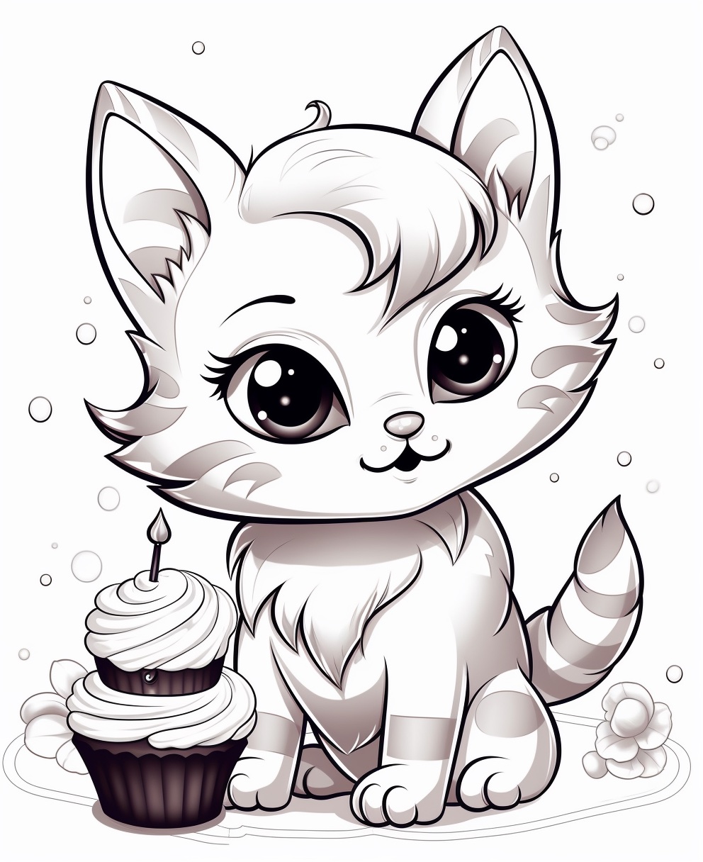 Kitty with cupcake