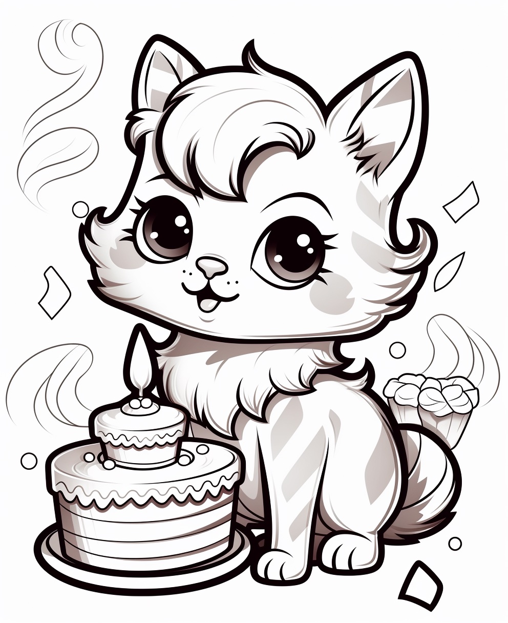 Kitty with cake