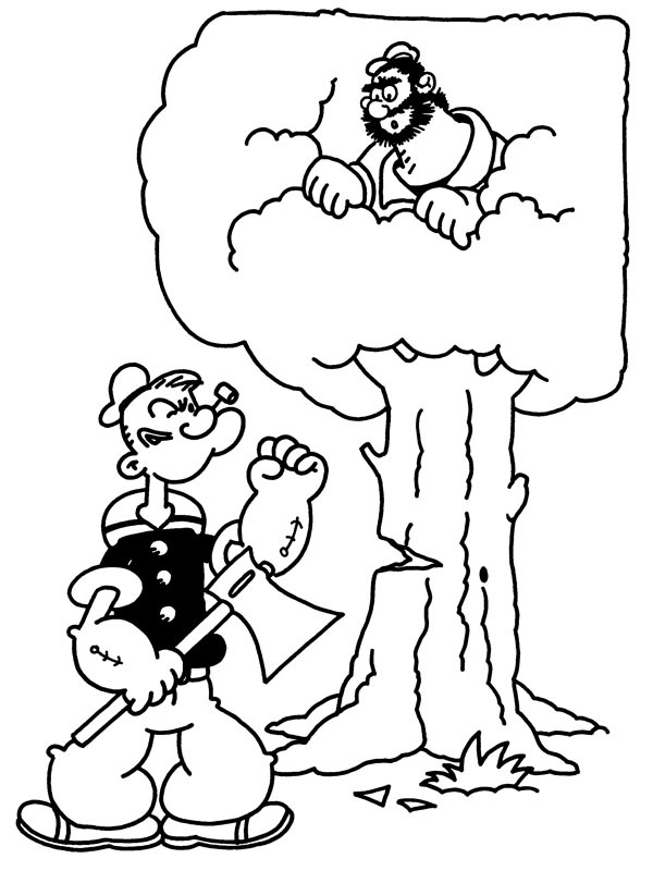 Popeye hugger træ ned