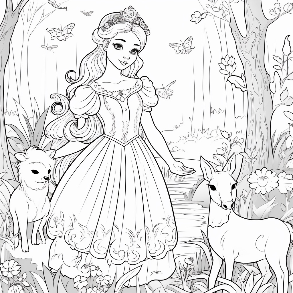 Prinzessin mit Waldtieren