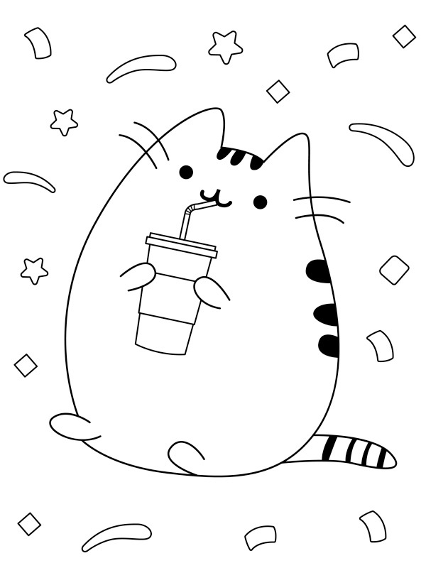 Pusheen drinks milkshake