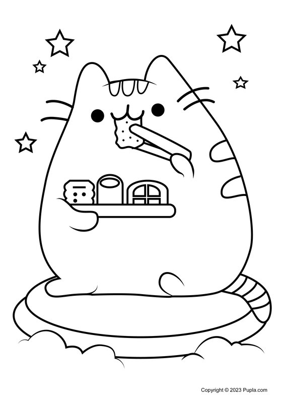 Pusheen Eating Sushi