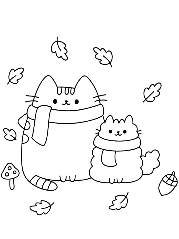 Pusheen ja Stormy kissa syksyllä