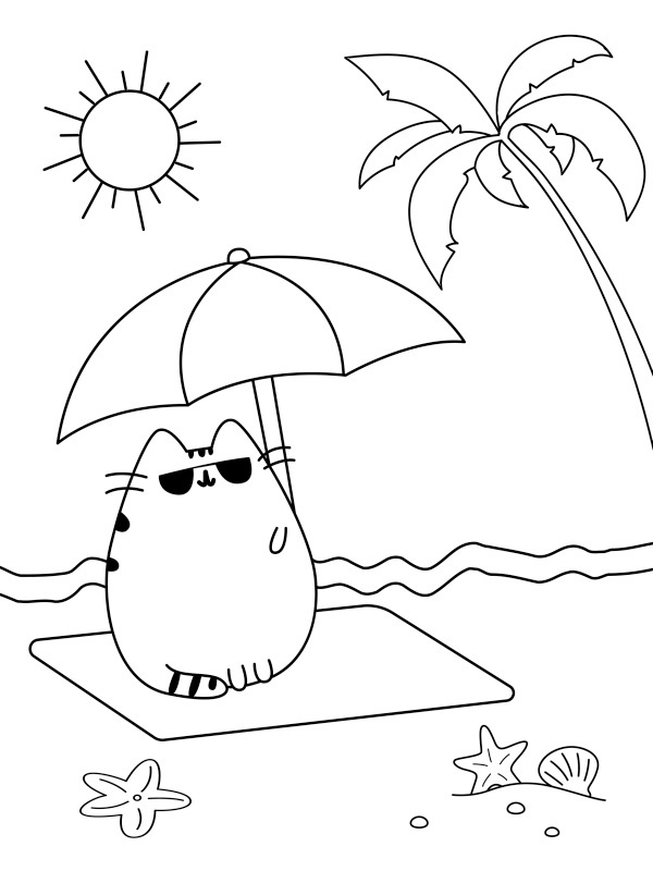 Pusheen on the beach
