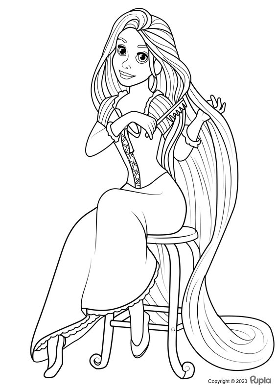 Rapunzel Brushing Her Hair