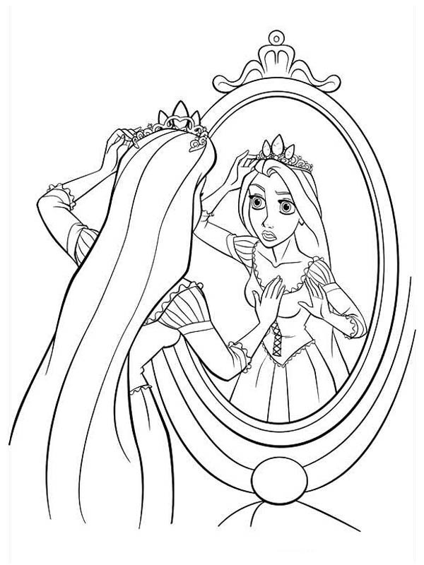 Rapunzel voor de spiegel