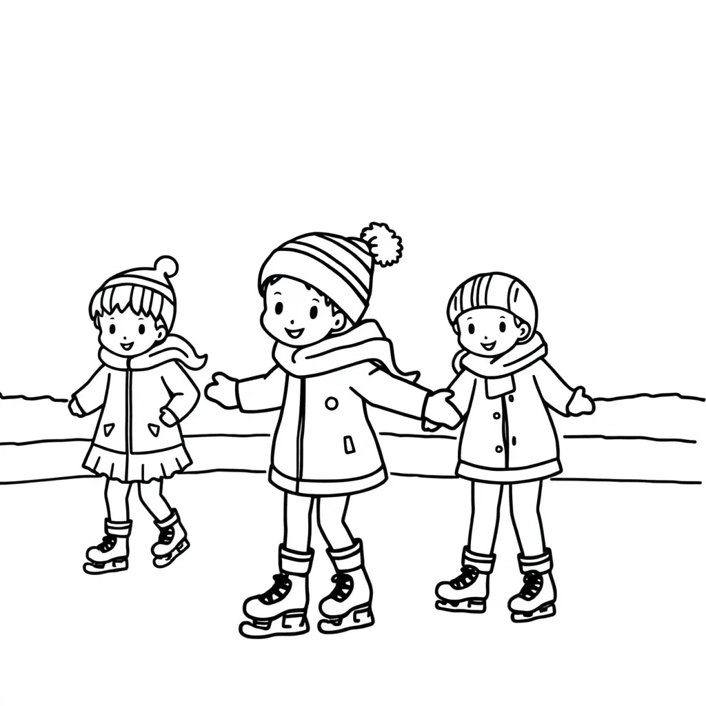 Schaatsende Kinderen Winter Buitenspelen Ijspret Gezelligheid