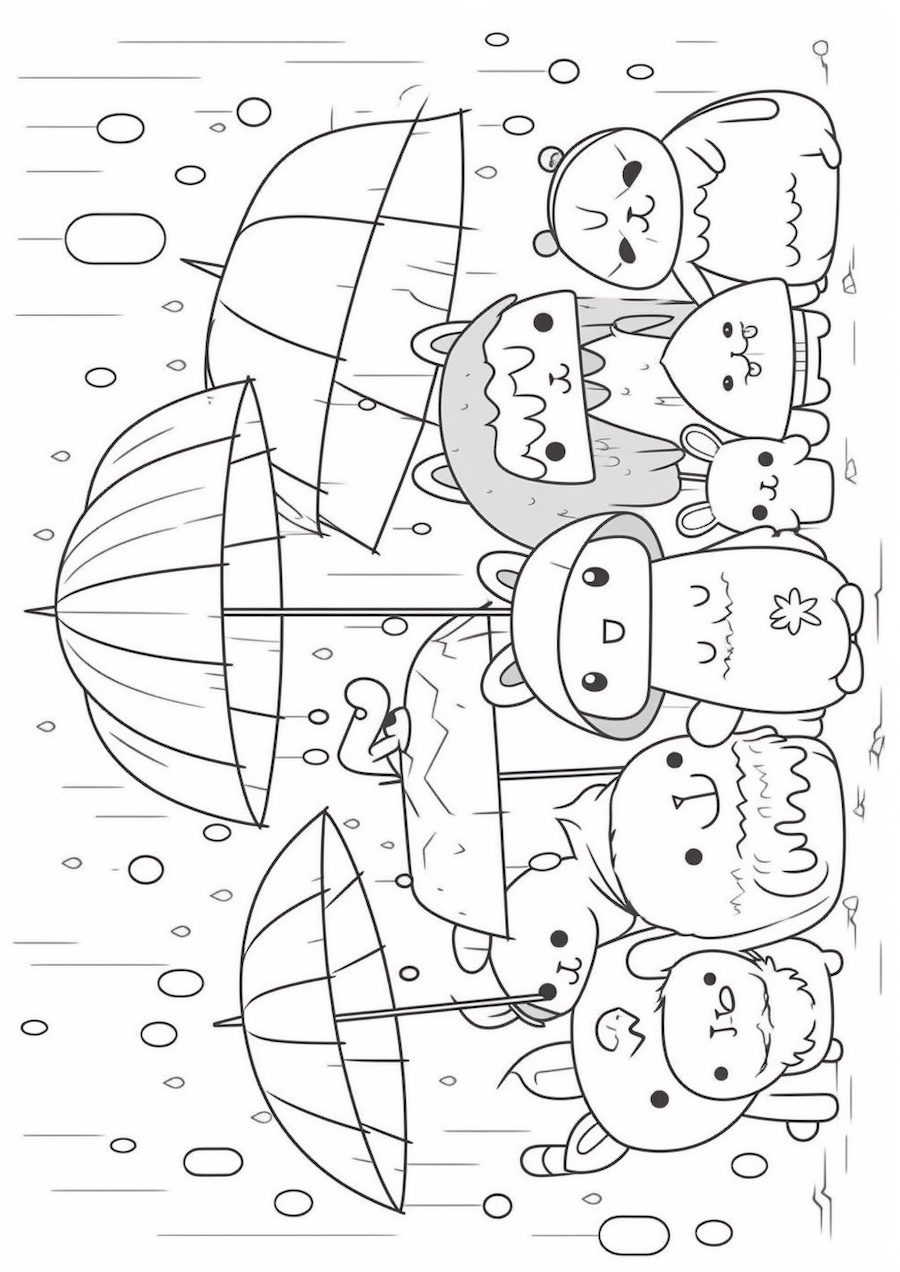 Niedliche Tiere im Regen