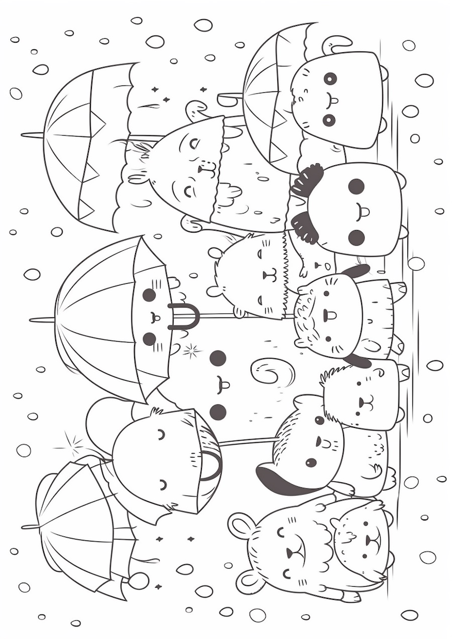 Niedliche Tiere im Regen