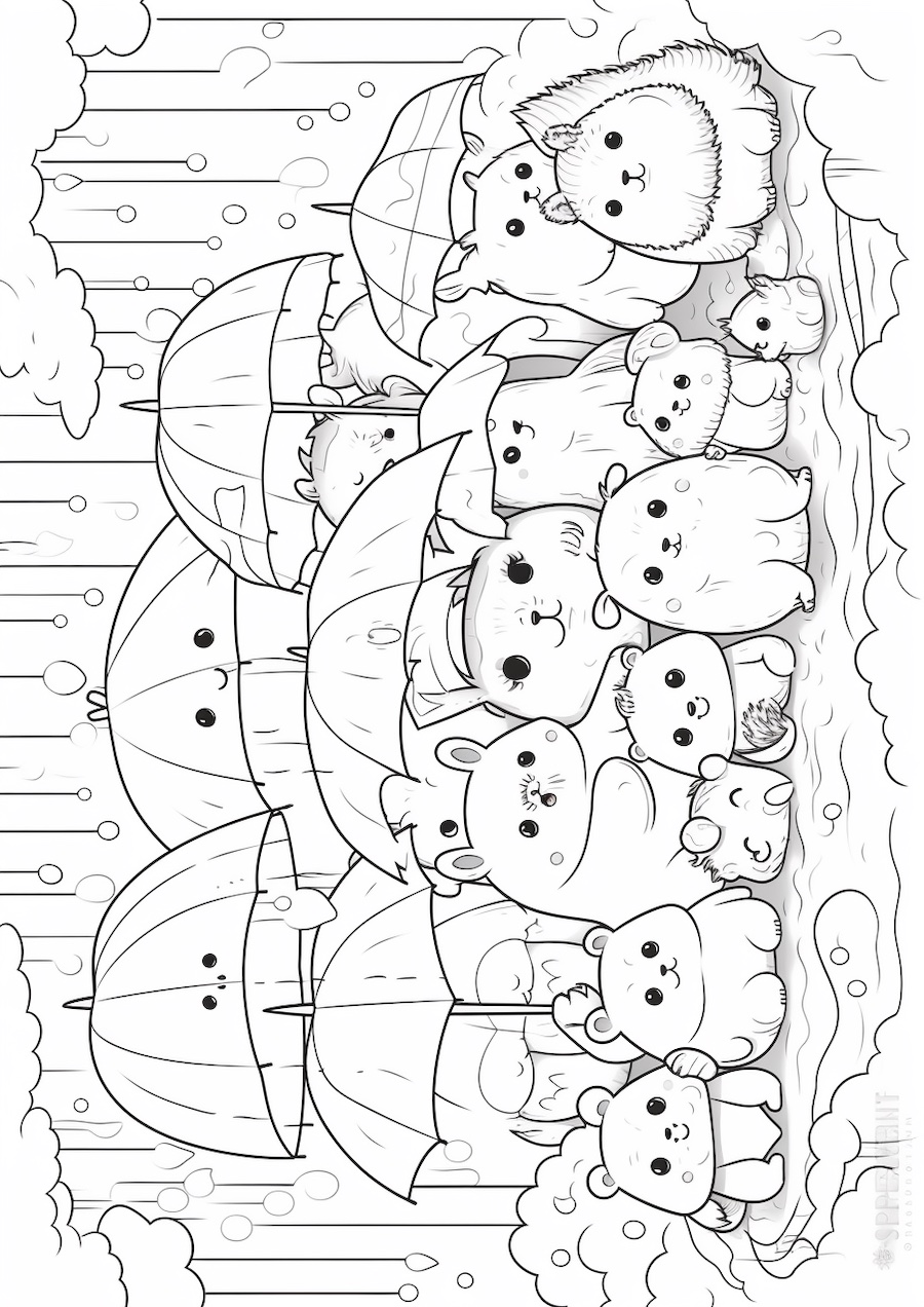 Niedliche Tiere im Regen