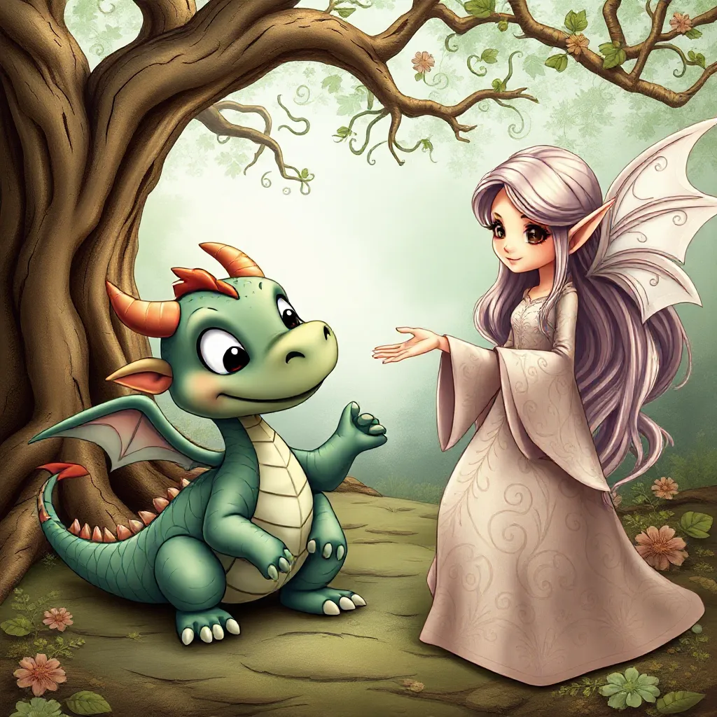 Sød drage med en Anne Stokes alf