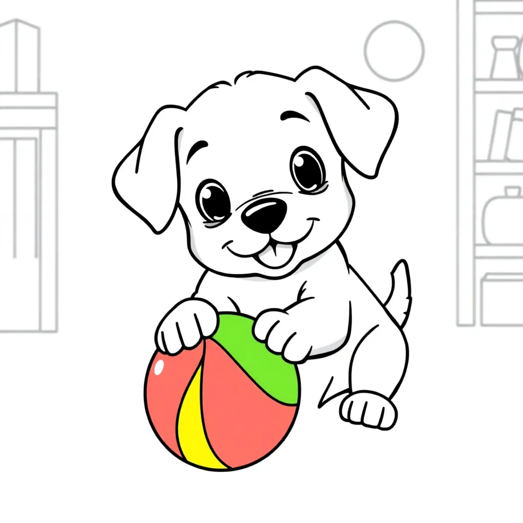 Schattige Puppy Speels Huisdier Vrolijke Illustratie