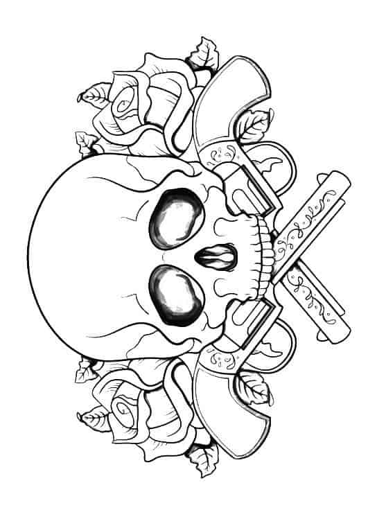 Revolvers roses crâne