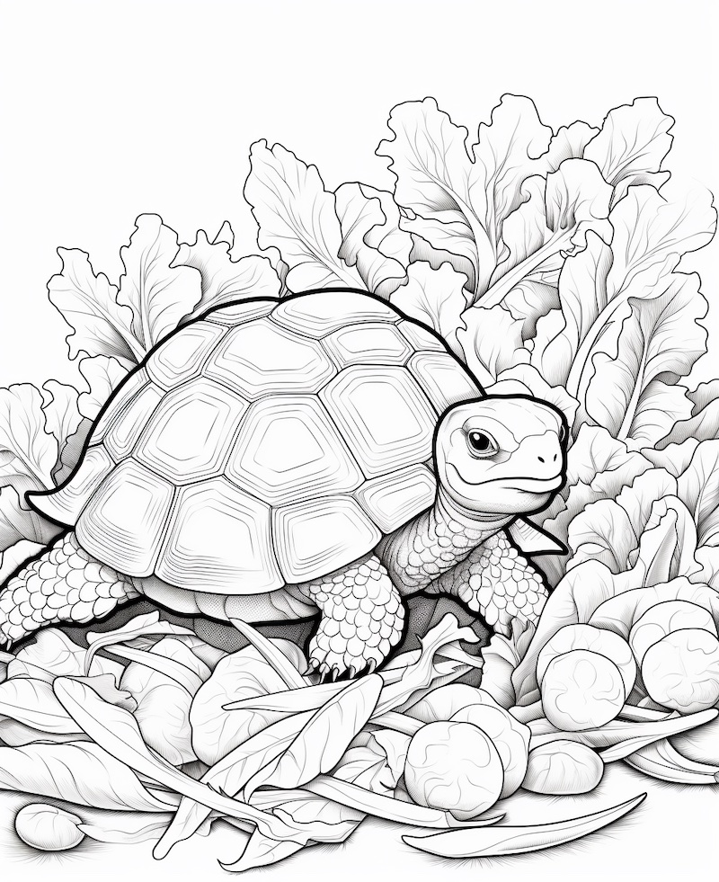 Turtle among the lettuce