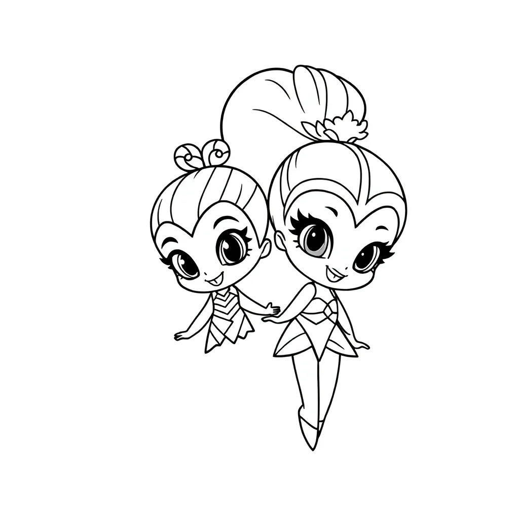 Shimmer Shine Magical Girls Fantasy Cartoon