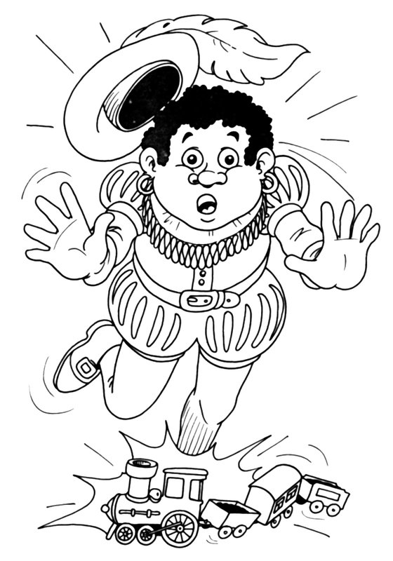 Sinterklaas Piet snubler tog