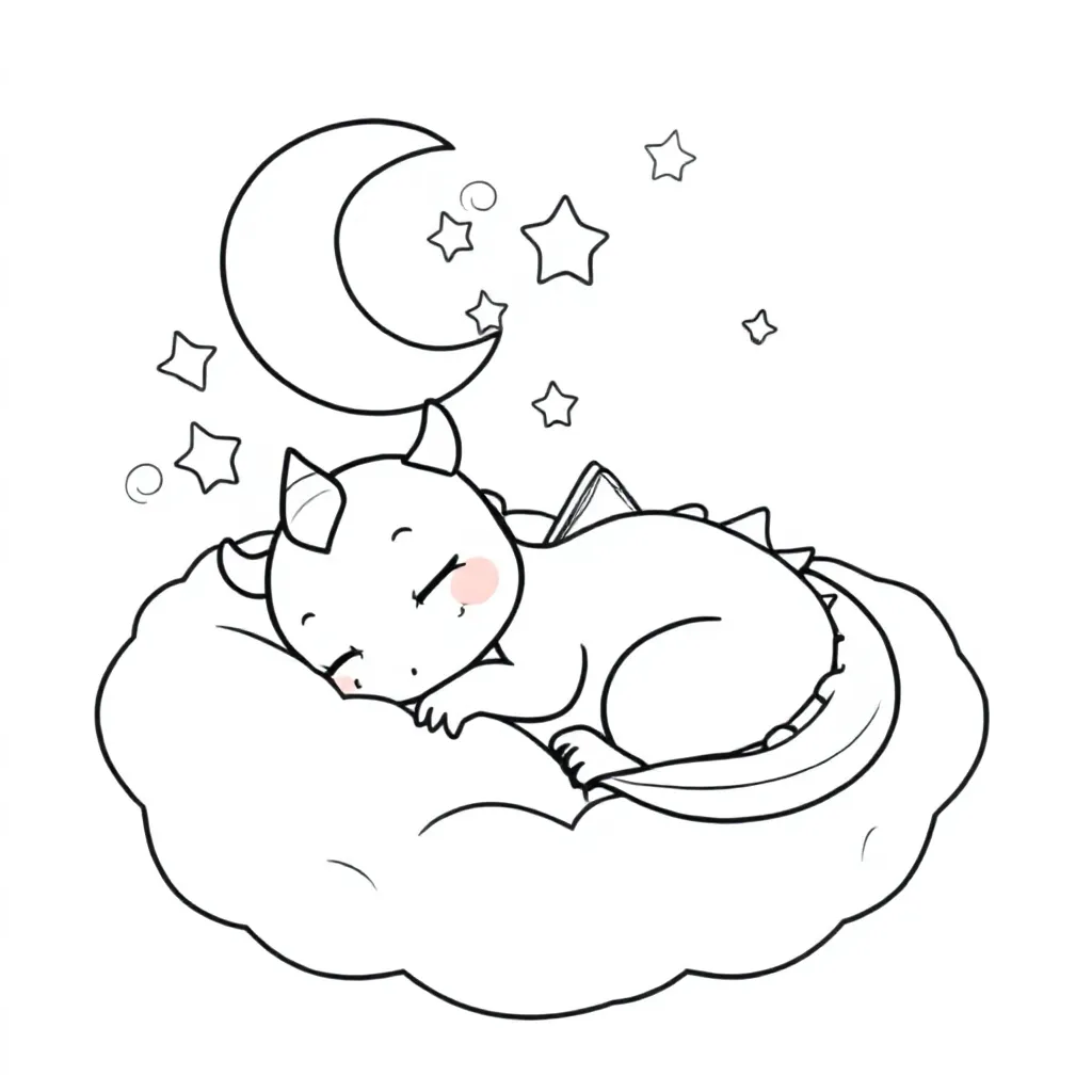 Sovende Drage Drømme Stjerner I Sky Rede Af Måne Støv