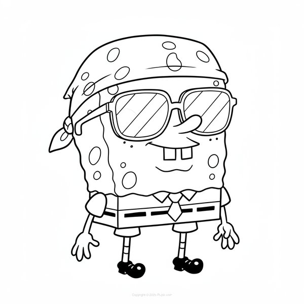 Svampebob har på seg en bandana