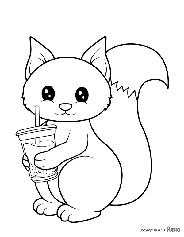 Squirrel Holding Boba Tea
