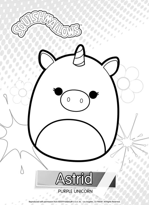 Squishmallows Astrid Fioletowy Jednorożec