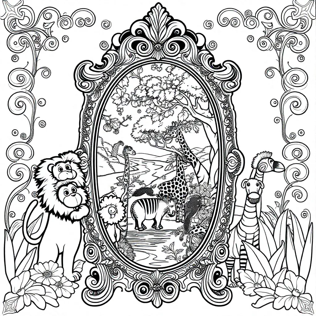 Standspiegel mit Tieren