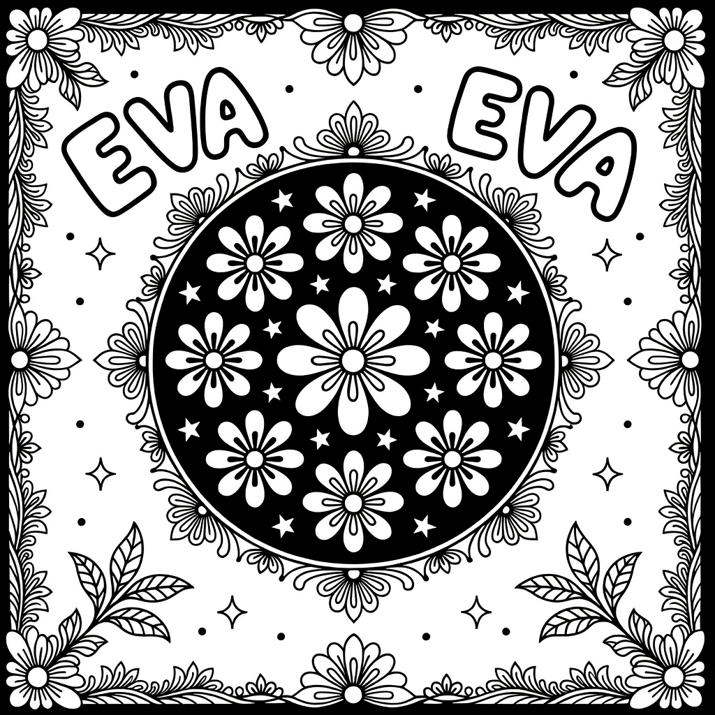 Étoiles avec coeurs et fleurs