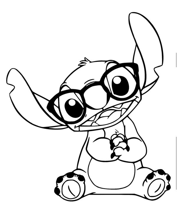 Stitch Cute Wearing Glasses