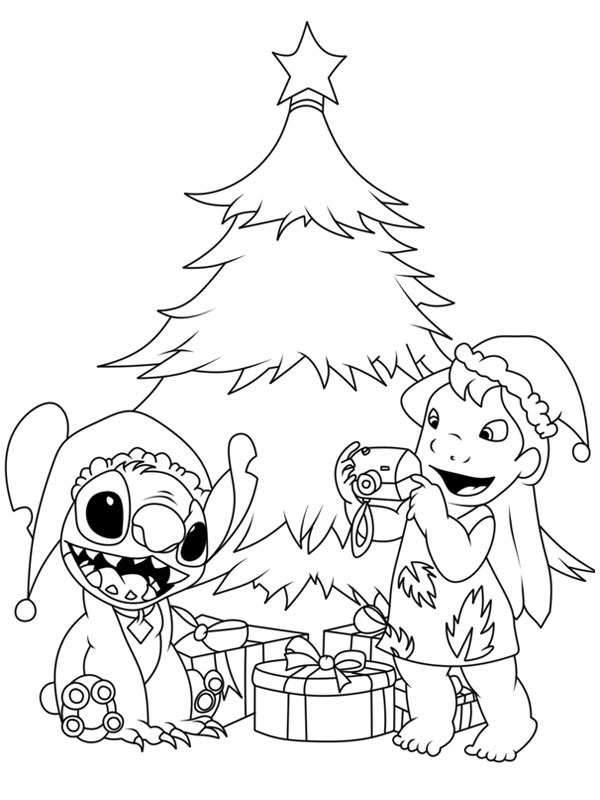 Stitch e Lilo all'albero di Natale