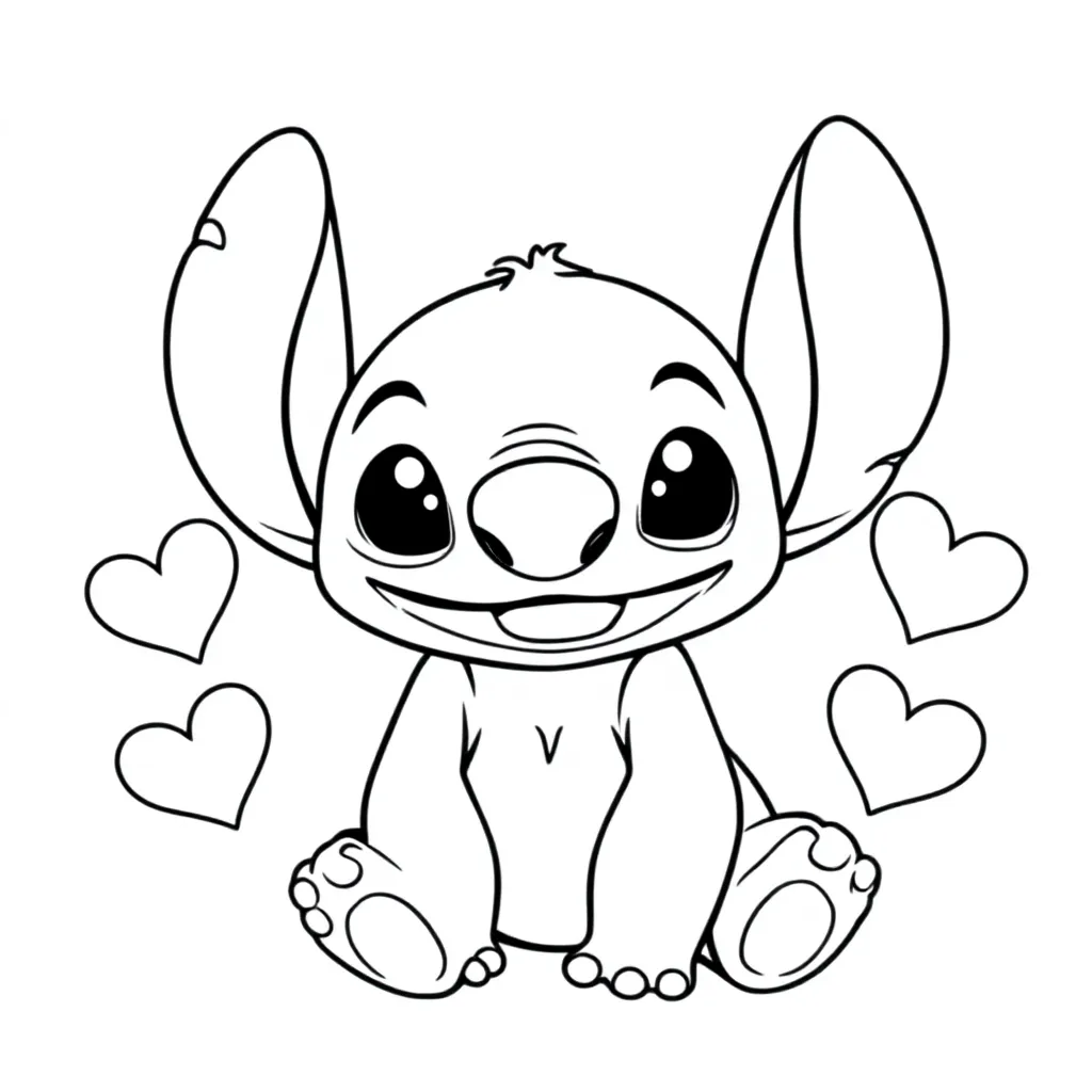 Stitch avec des coeurs