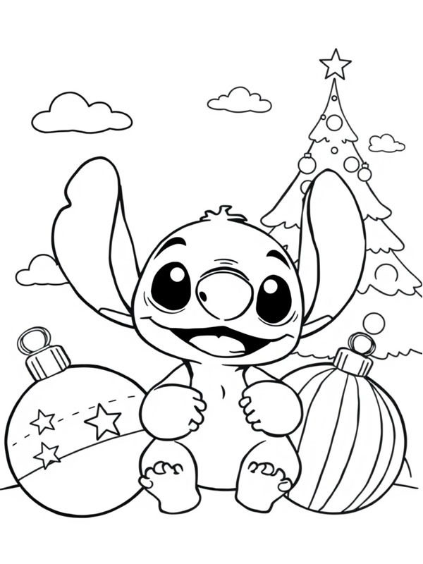 Stitch con palline di Natale