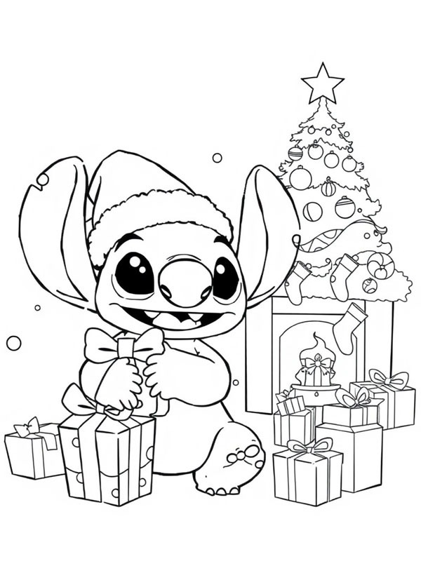 Stitch con regali di Natale