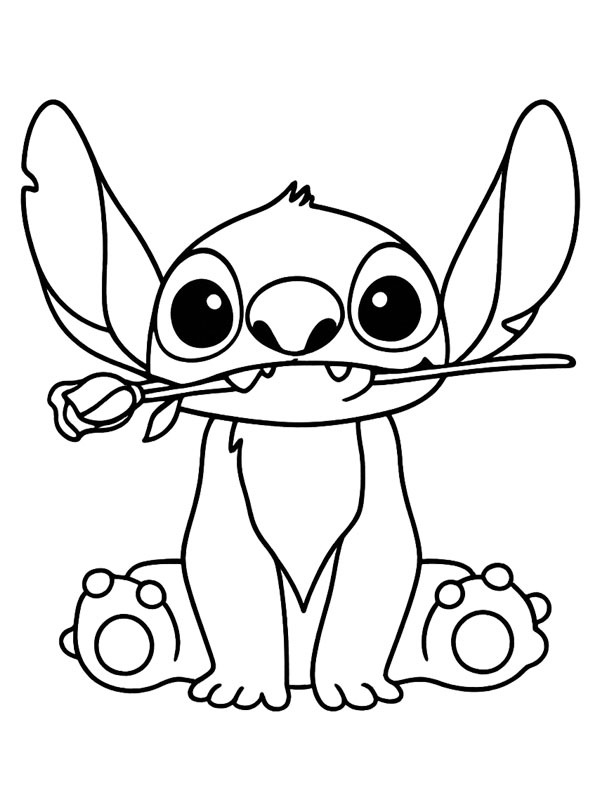 Stitch avec rose