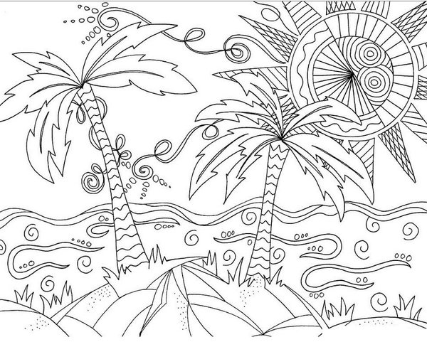 Summer Zentangle Beach Scene