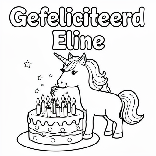 Cake with a unicorn blowing out the candles